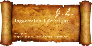 Jagerovits Líviusz névjegykártya